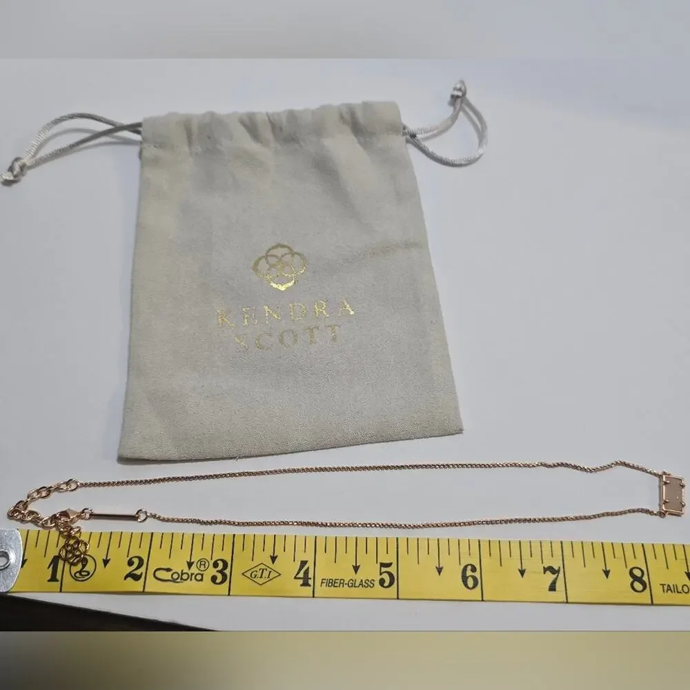 Kendra Scott Iridescent White Drusy and‎ Rose Gold Bar Necklace